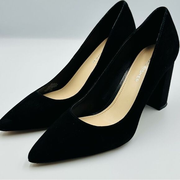 Marc Fisher Classic Viviene Slip-on Block Heel Dress Pumps Black Suede SZ 8 - Picture 6 of 16